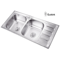 Double big bowl kitchen sink with drainboard